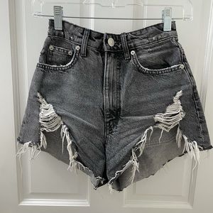washed black zara cutoff shorts